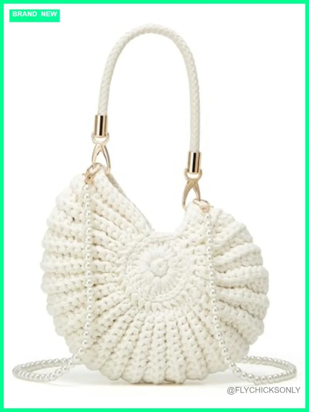 Handmade Crochet Tote Bag Seashell Purse Boho Shell Crossbody Shoulder Beach